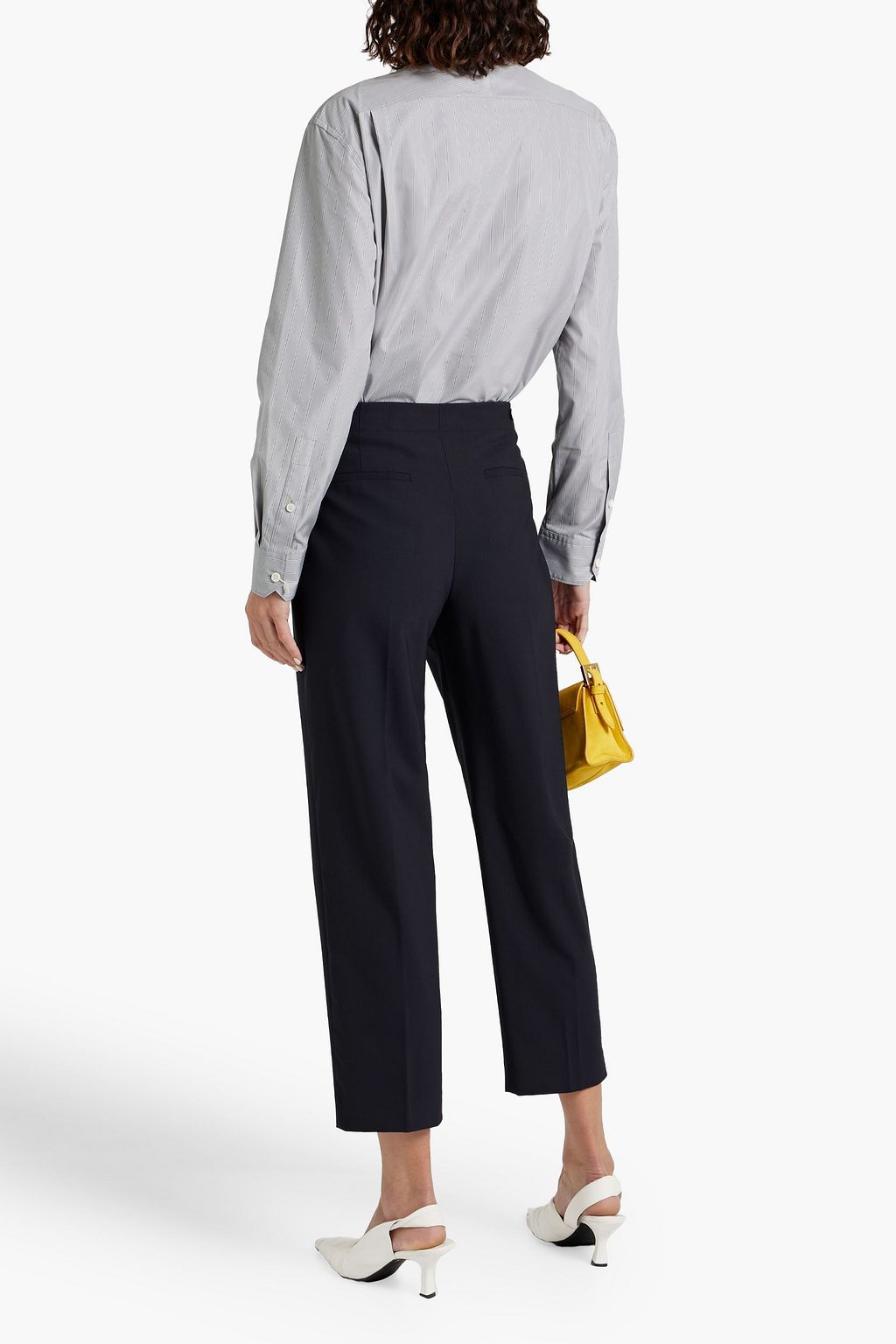 THEORY Pleated wool-blend straight-leg pants