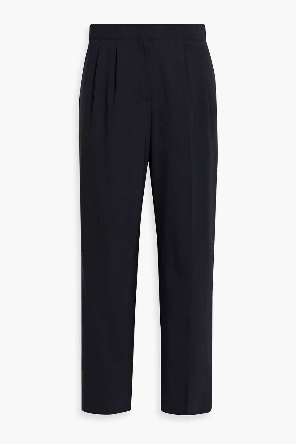 Pleated wool-blend straight-leg pants
