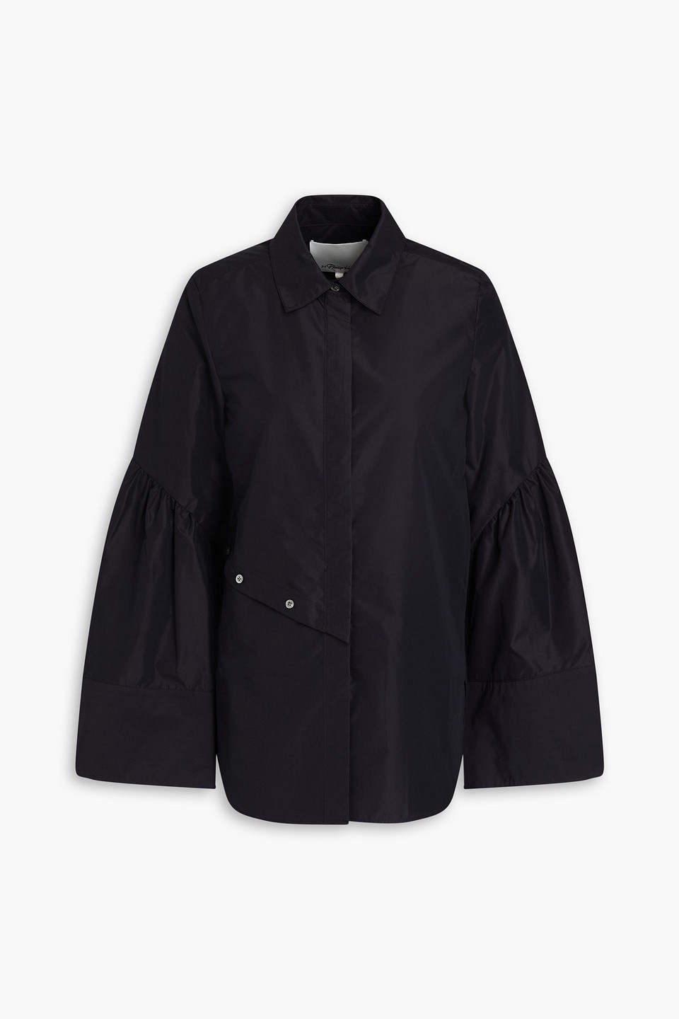 3.1 Phillip Lim Button-detailed Cotton-blend Poplin Shirt In Midnight Blue