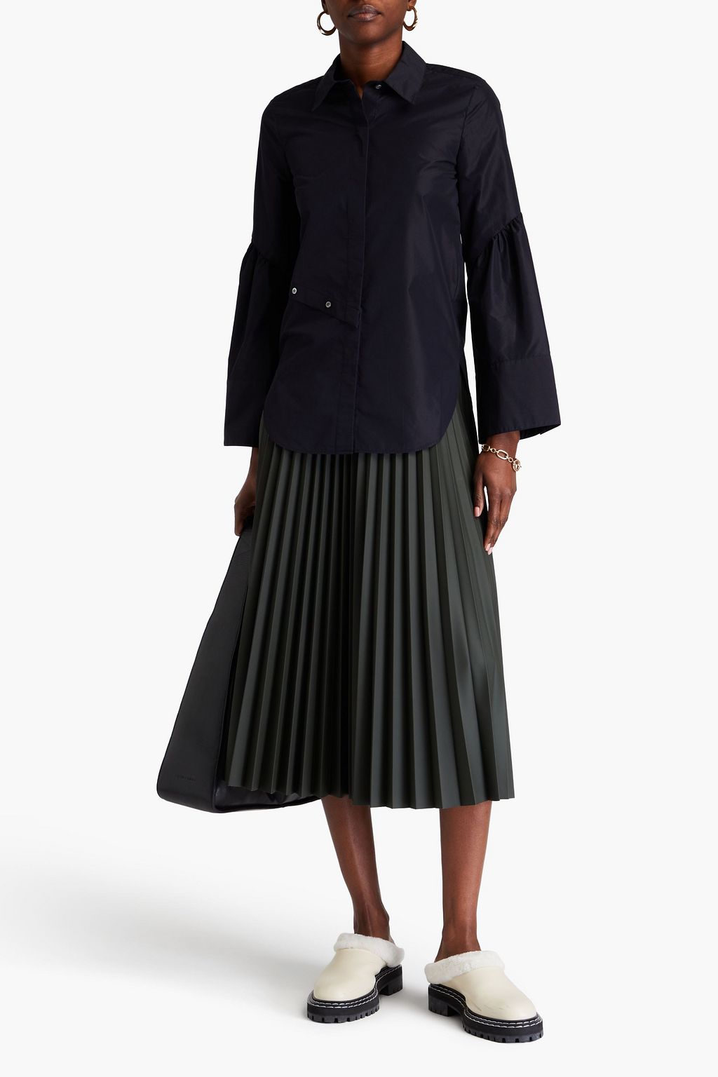 3.1 PHILLIP LIM قميص من البوبلين المصنوع من مزيج من القطن ومزيّن بأزرار