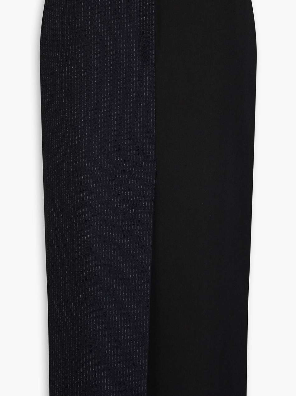 fringed pinstriped wool-blend midi skirt