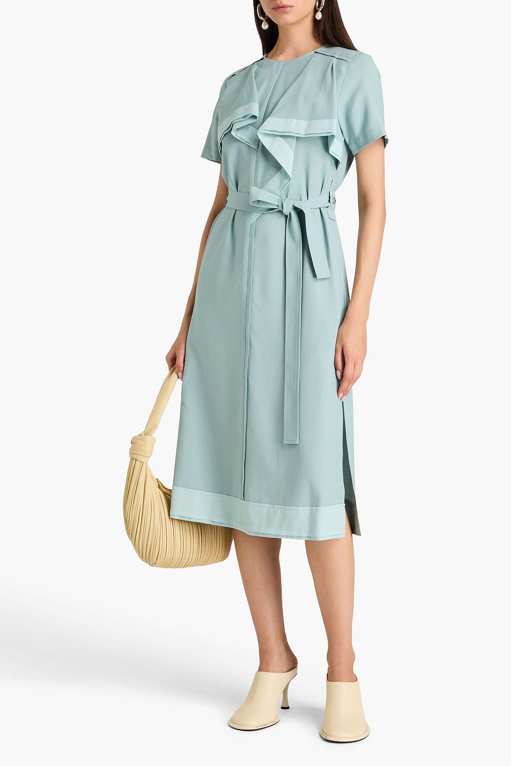 3.1 PHILLIP LIM فستان متوسط الطول من مزيج الصوف بتصميم منسدل