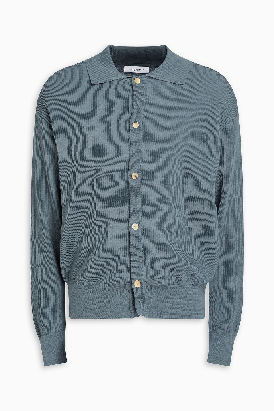 Le 17 Septembre Ribbed Cotton-blend Cardigan In Slate Blue