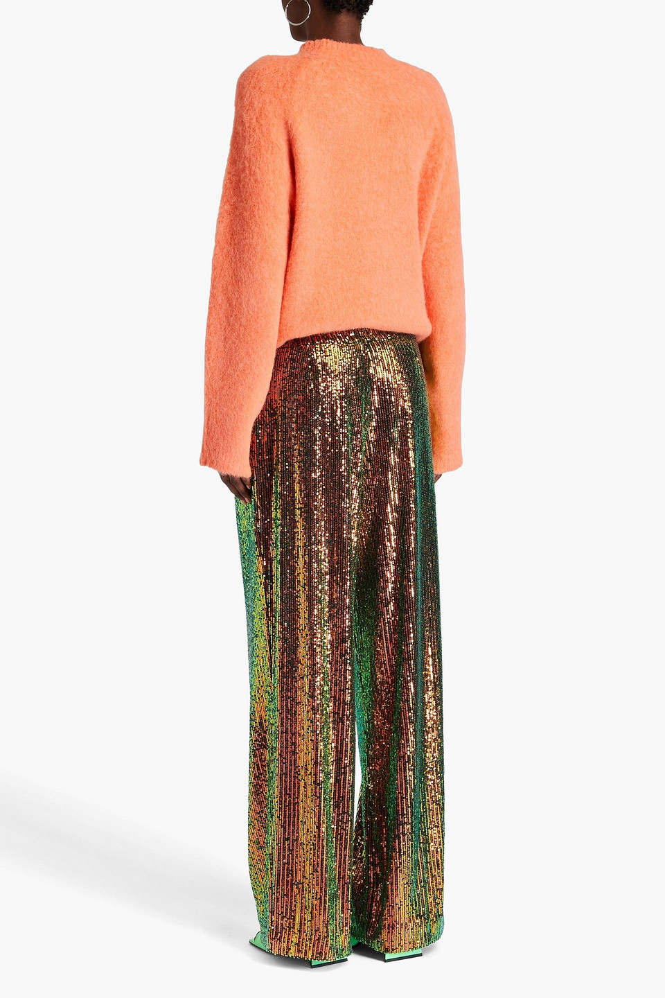 STINE GOYA JESABELLE SEQUINED MESH WIDE-LEG PANTS 