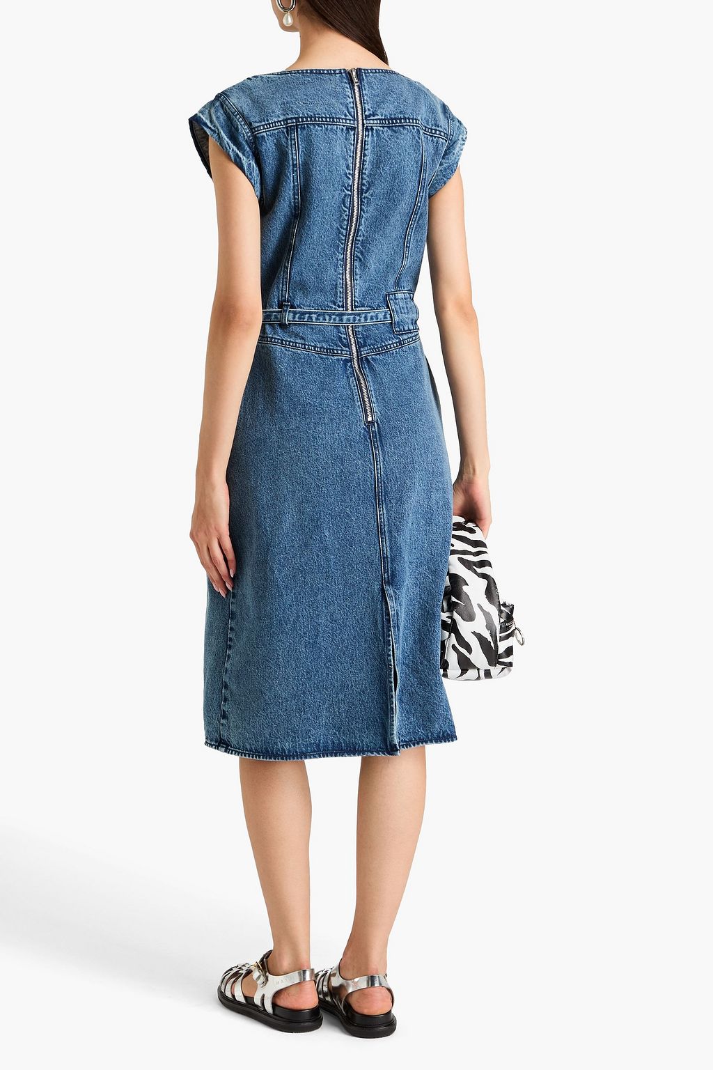 3.1 PHILLIP LIM فستان متوسط الطول من الدنيم وبحزام