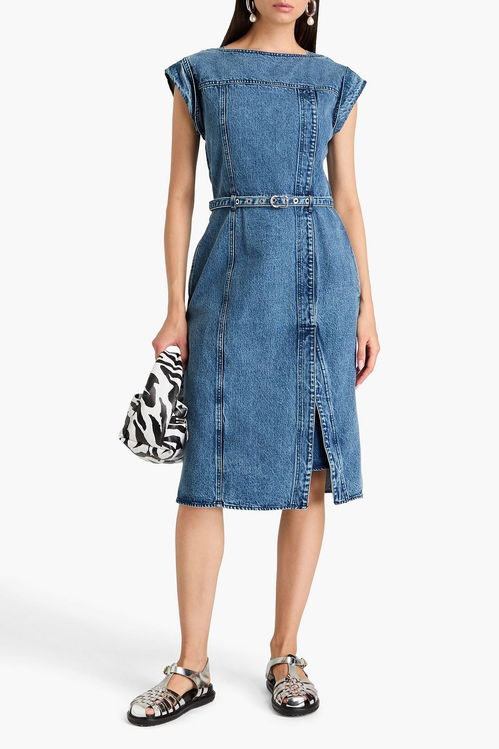 3.1 PHILLIP LIM فستان متوسط الطول من الدنيم وبحزام