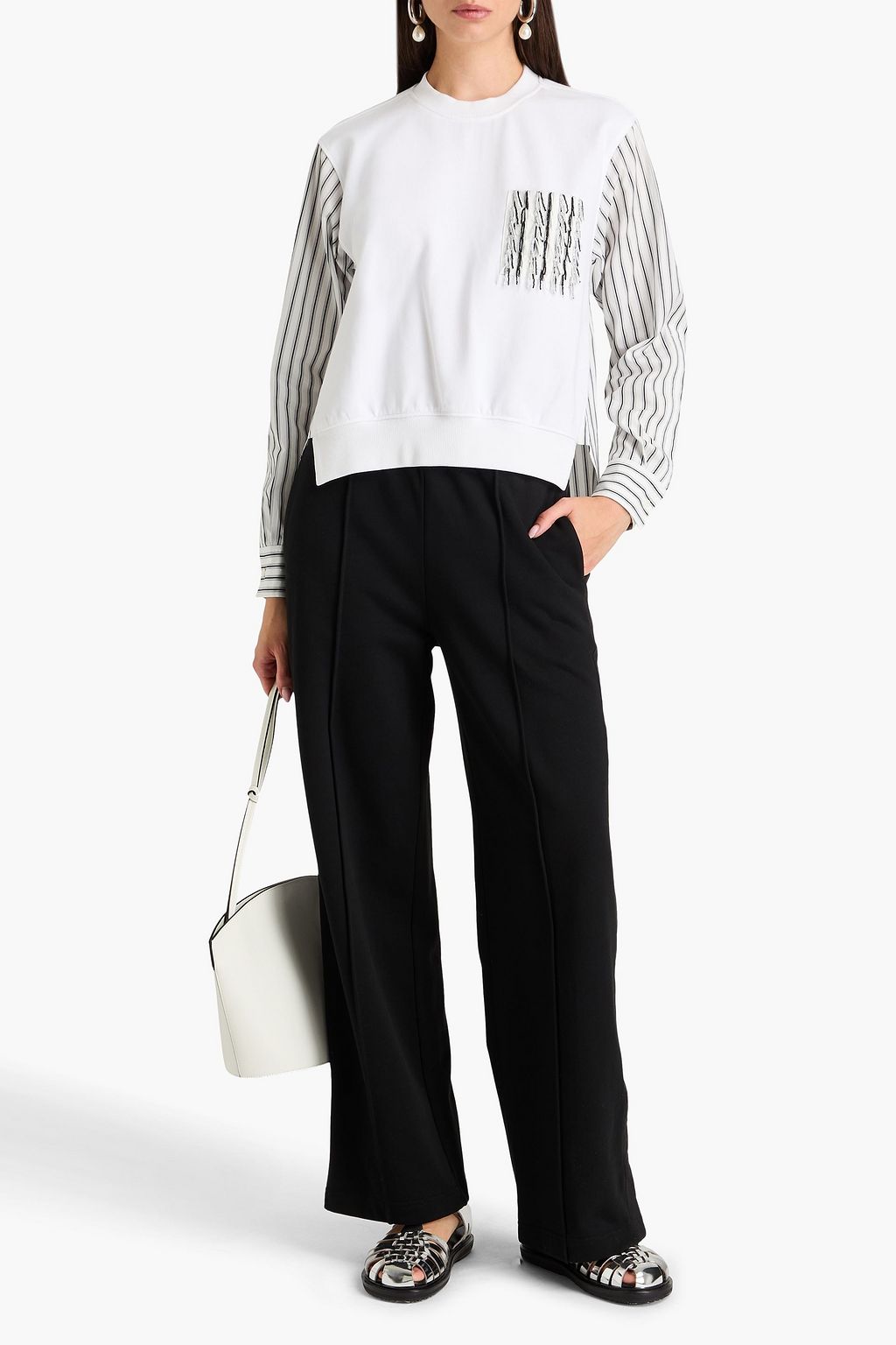 3.1 PHILLIP LIM Striped French cotton-terry and poplin top