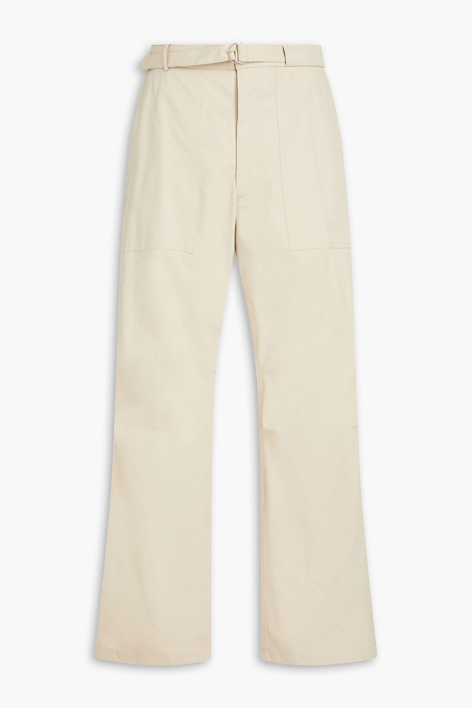 Le 17 Septembre Belted Cotton-blend Twill Pants In Beige