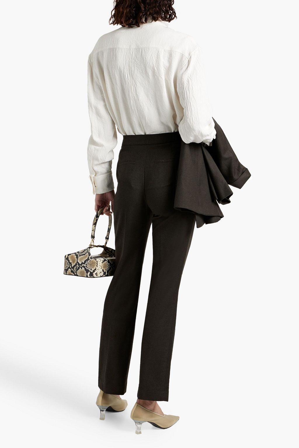THEORY Mélange wool-flannel straight-leg pants