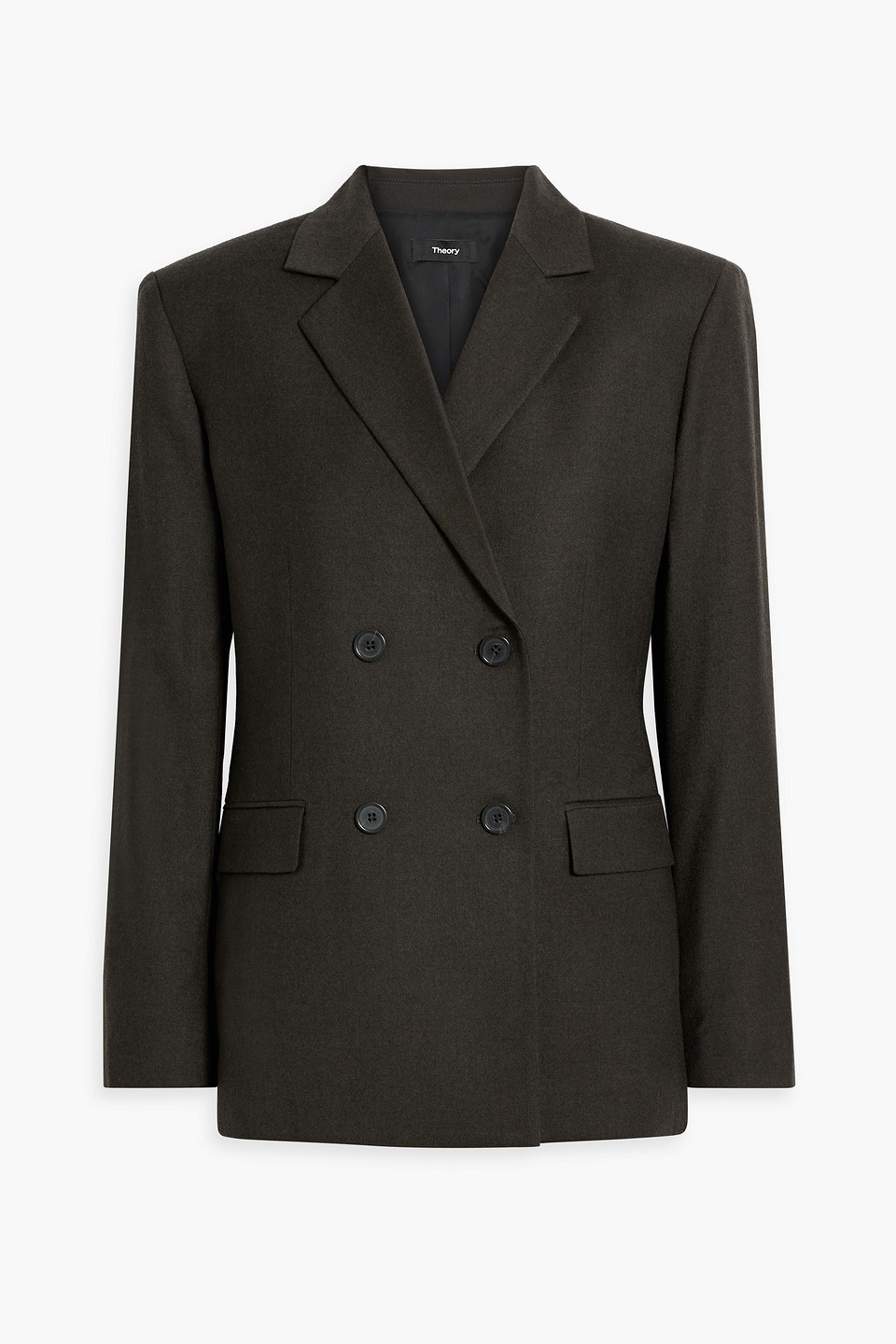 Theory Double-breasted Wool-felt Blazer In Army Green