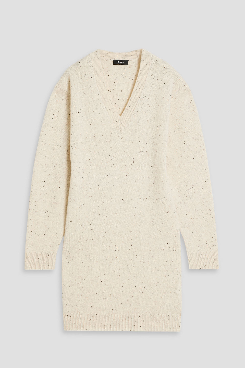 Theory Donegal Wool And Cashmere-blend Mini Dress In Ivory