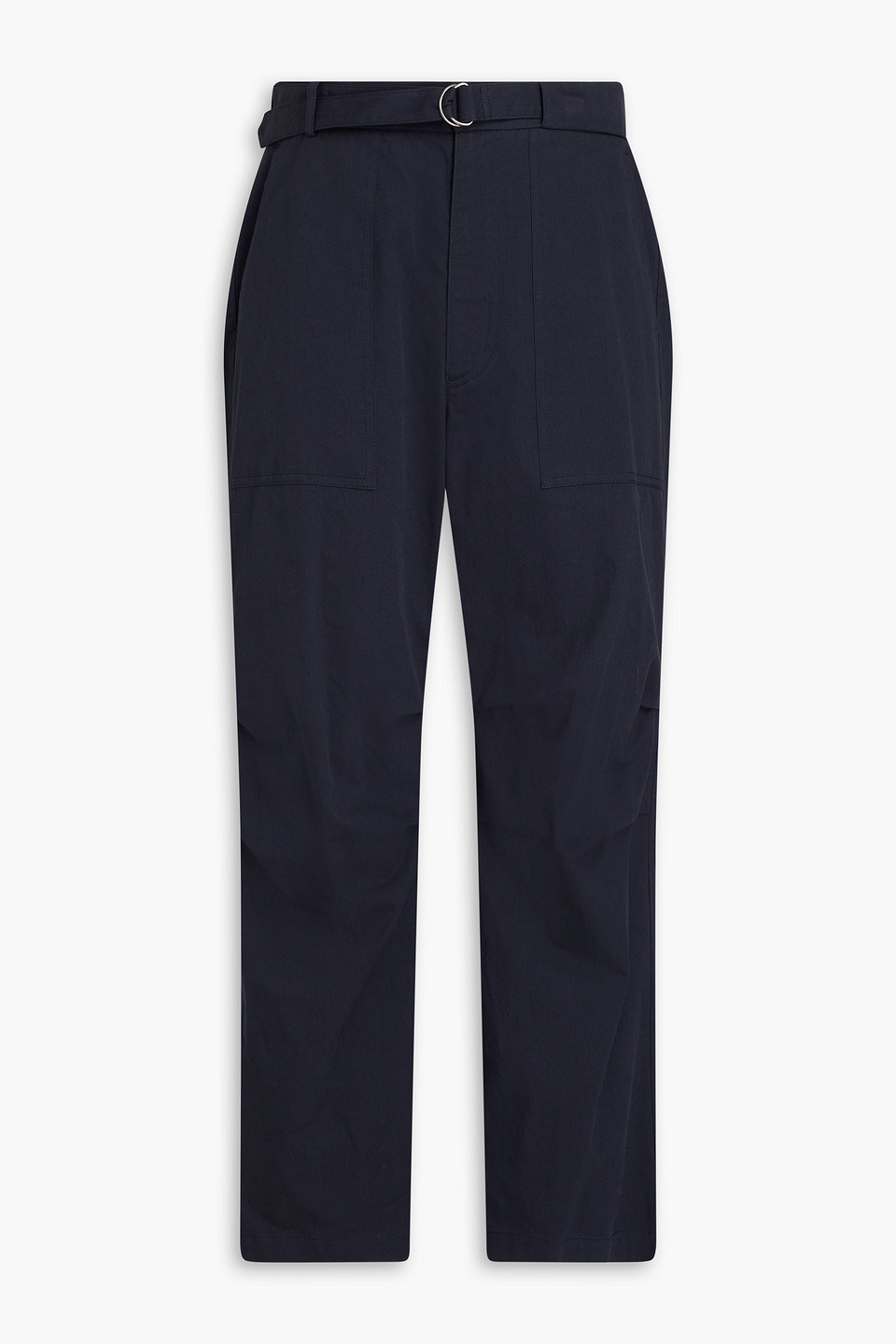 Le 17 Septembre Belted Cotton-blend Twill Pants In Midnight Blue
