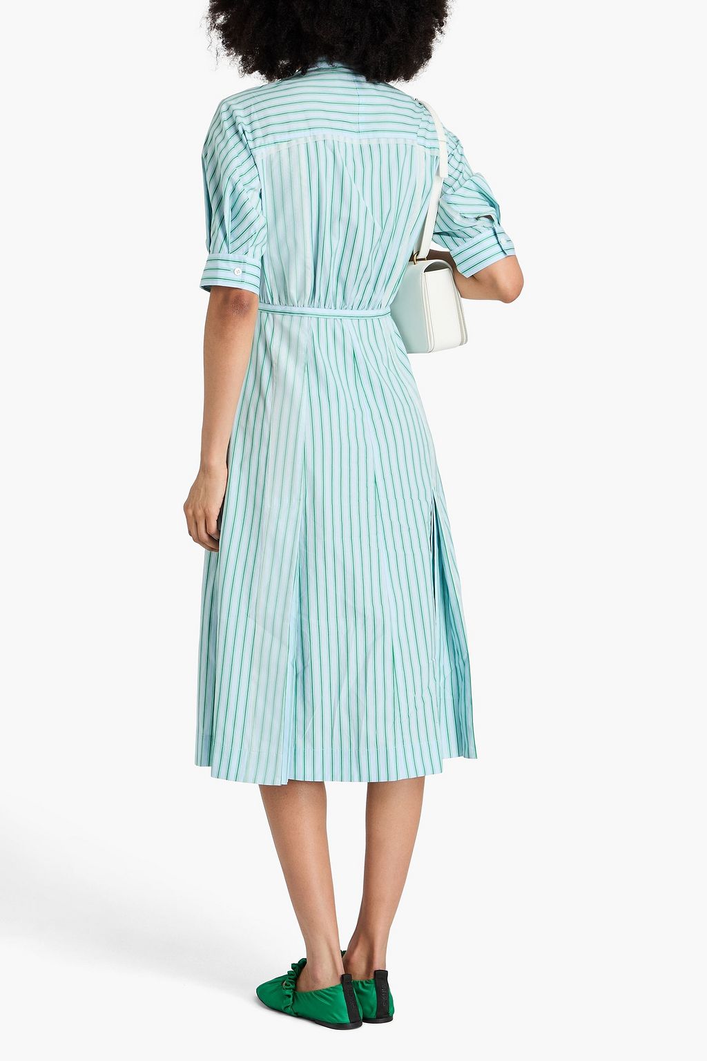 3.1 PHILLIP LIM Belted striped cotton-poplin midi shirt dress