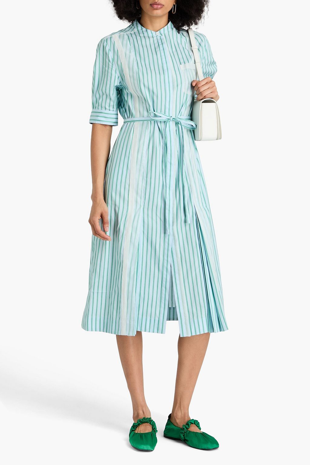 3.1 PHILLIP LIM Belted striped cotton-poplin midi shirt dress