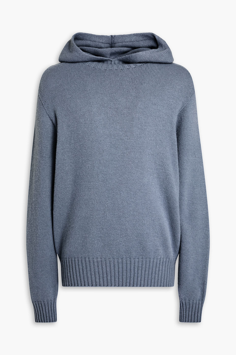 Le 17 Septembre Knitted Hoodie In Slate Blue