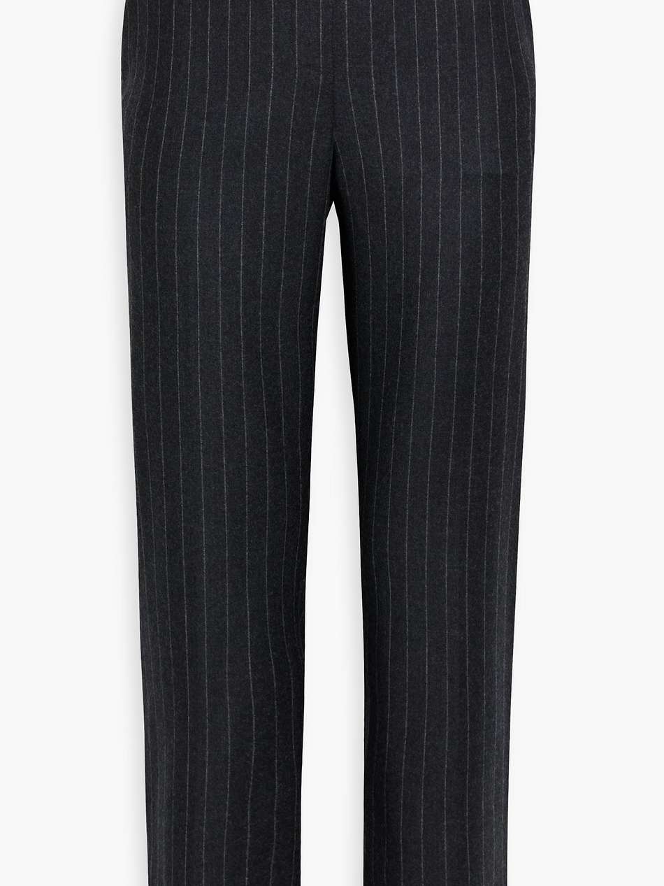 cropped pinstriped tweed tapered pants