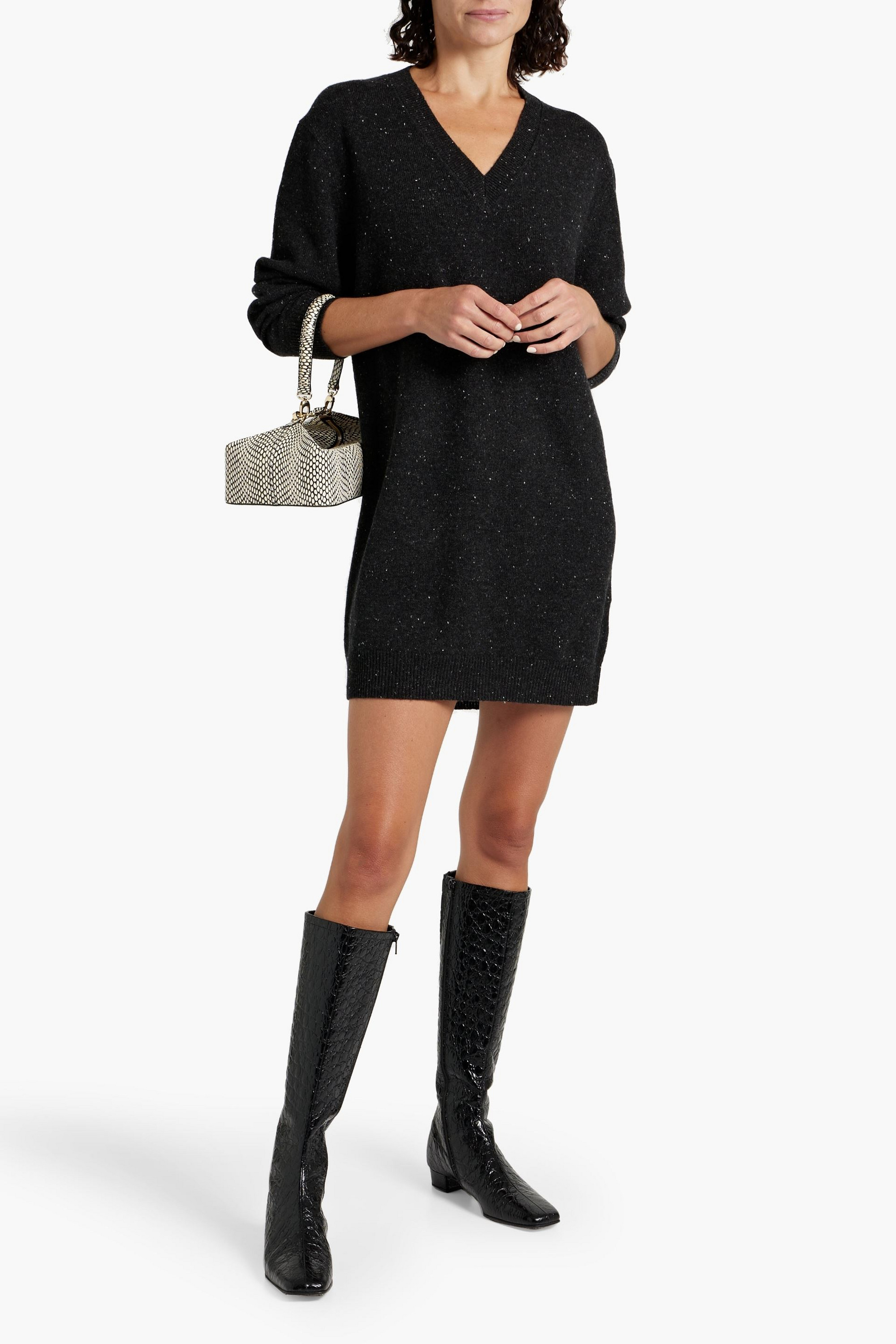 Theory Donegal wool and cashmere-blend mini dress