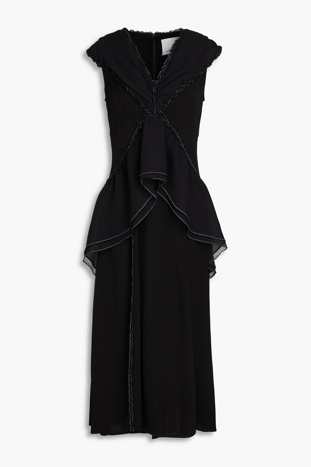 3.1 PHILLIP LIM Ruffled topstitched crepon midi dress THE OUTNET