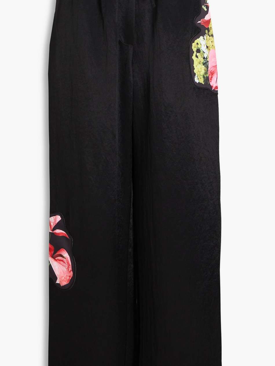 floral-print satin wide-leg pants
