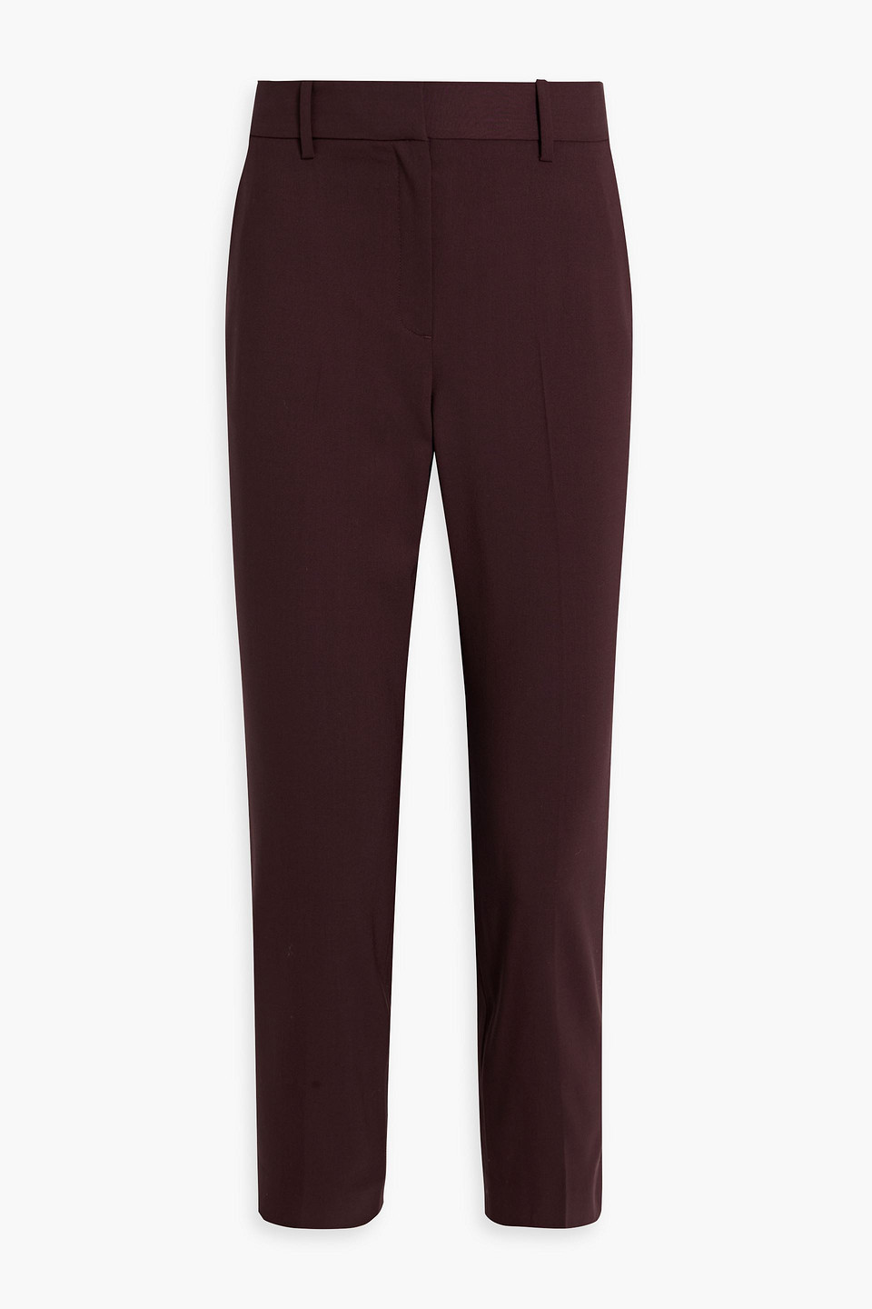 Theory Cropped Wool-blend Slim-leg Pants In Grape
