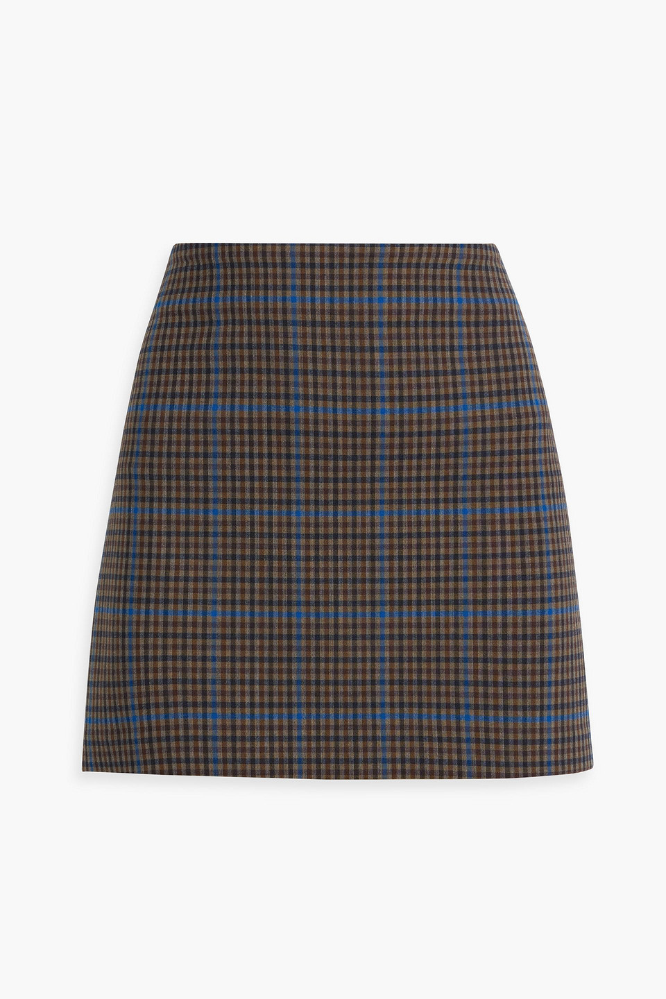 Theory Checked Tweed Mini Skirt In Brown