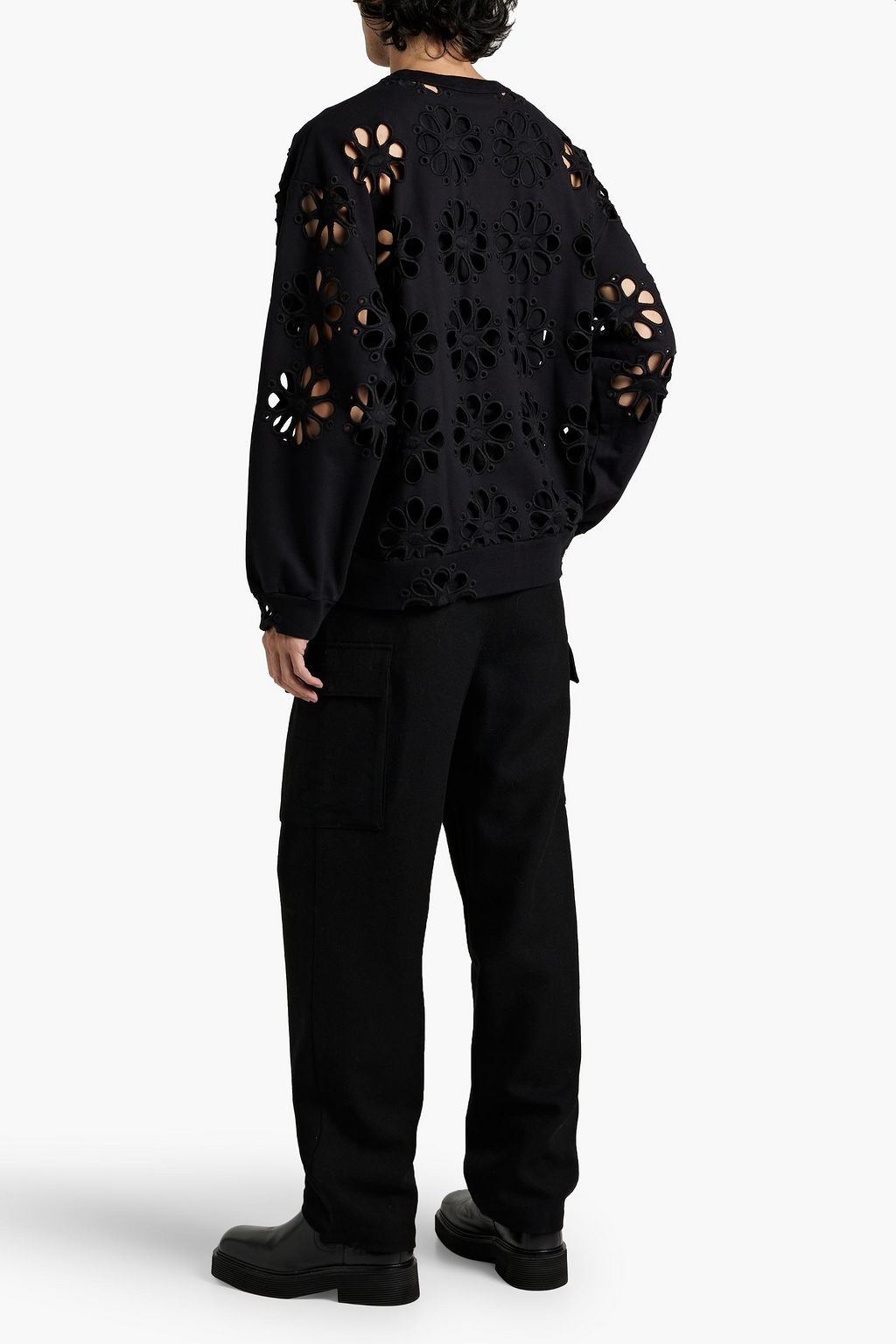 DRIES VAN NOTEN Broderie anglaise French cotton-terry sweatshirt