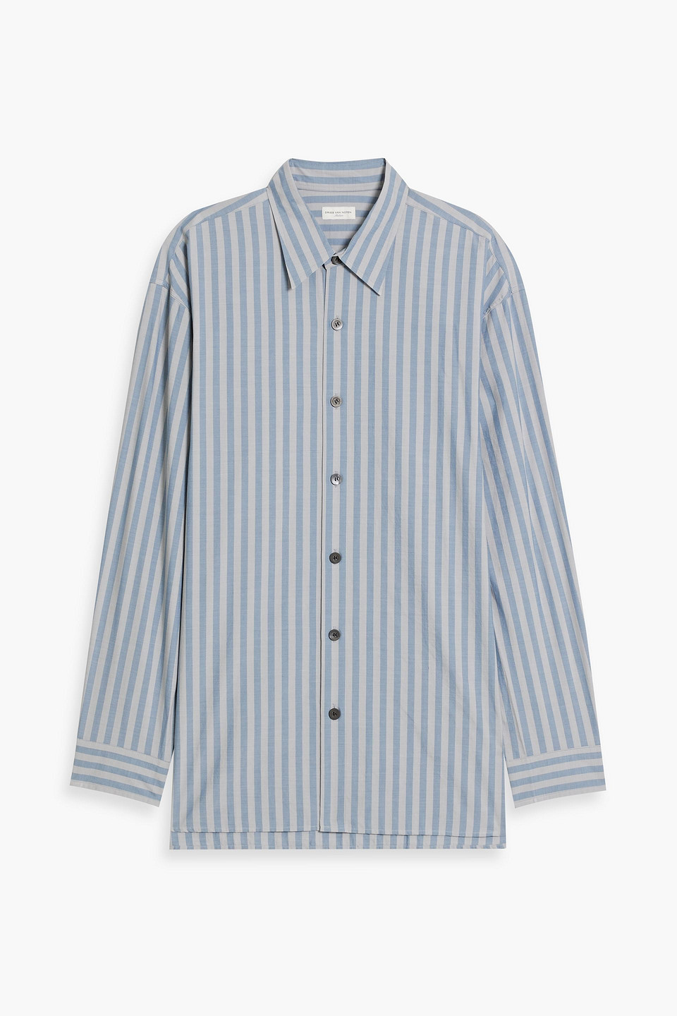 Dries Van Noten Striped Cotton-poplin Shirt In Light Blue