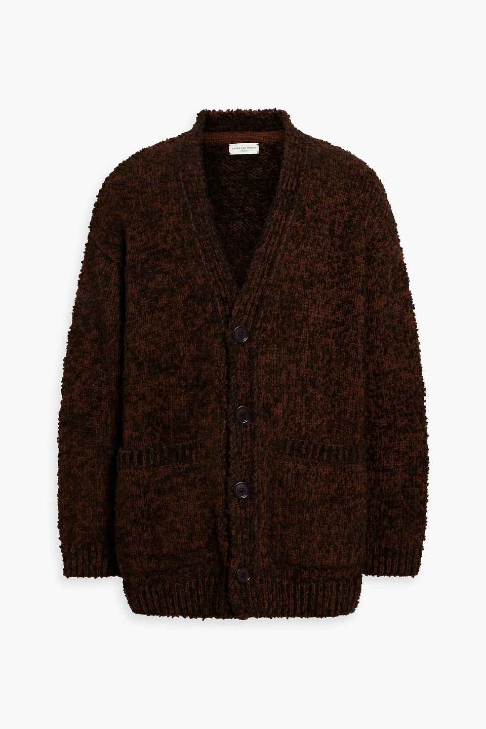 Dries Van Noten Bouclé-knit Wool-blend Cardigan In Brown