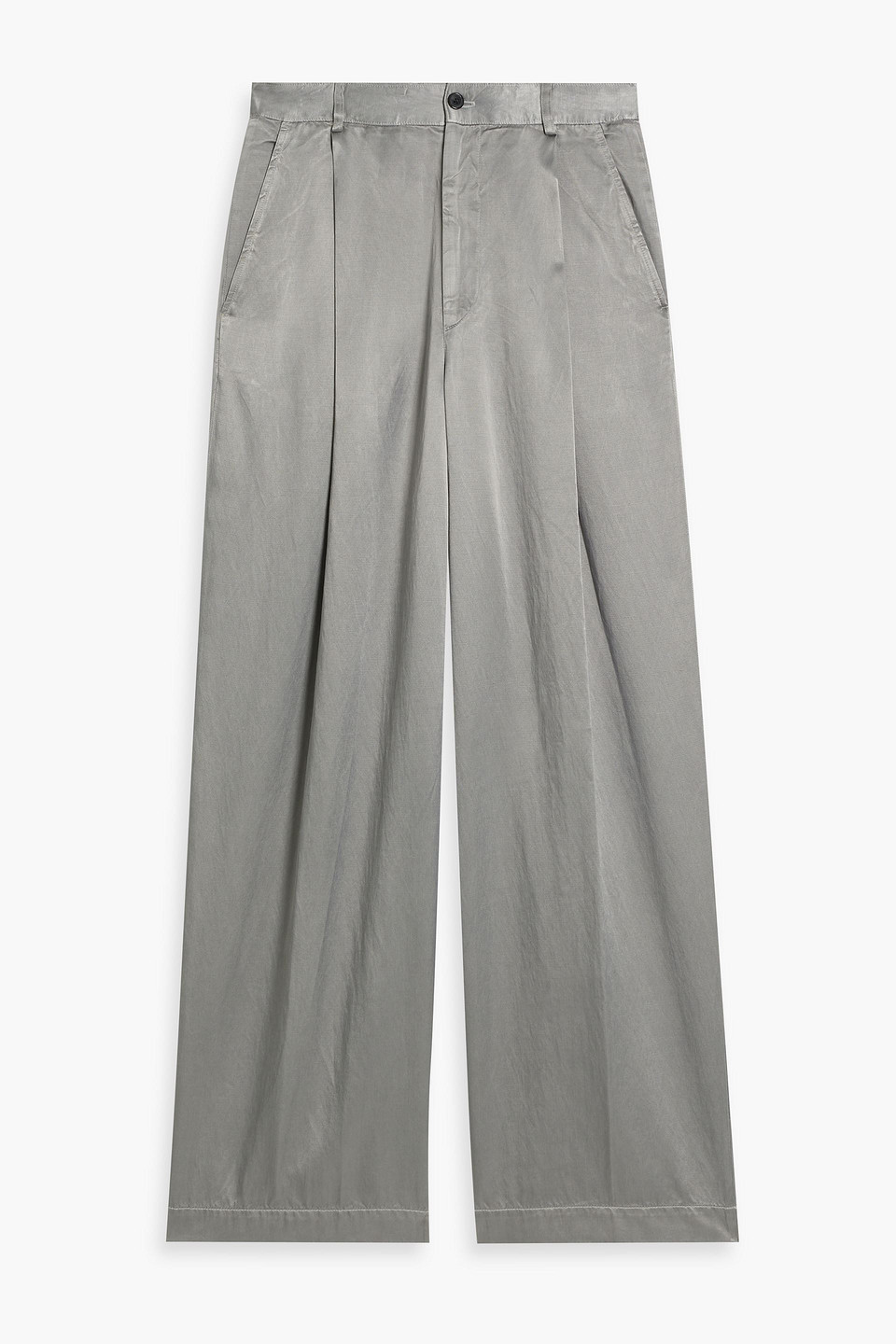 dries van noten - cupro and cotton-blend twill pants - gray - fr 46