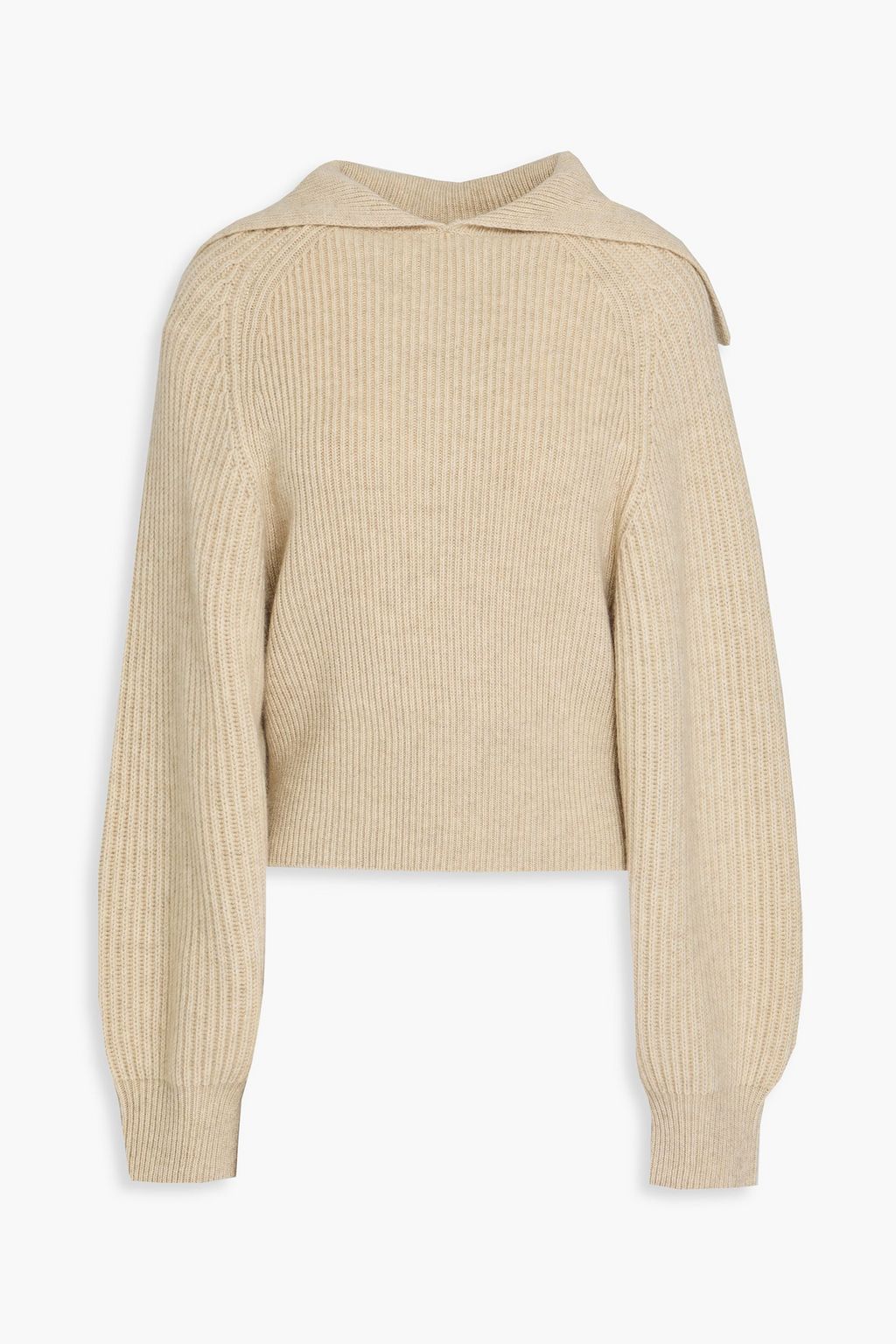 Ribbed cashmere and wool blend sweater beige DE 34
