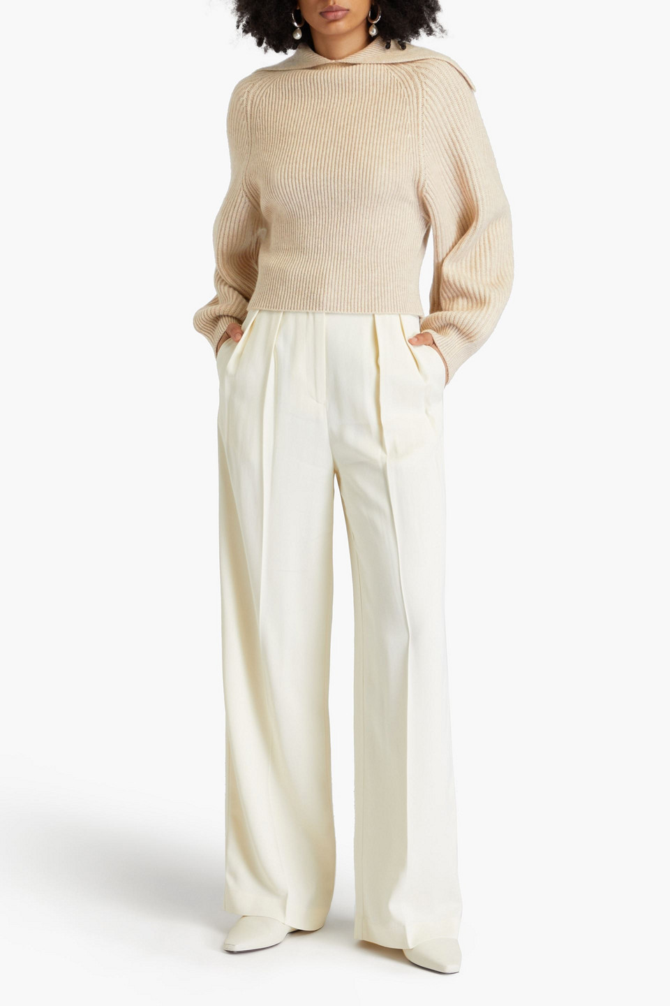 ROHE RIBBED CASHMERE AND WOOL-BLEND SWEATER