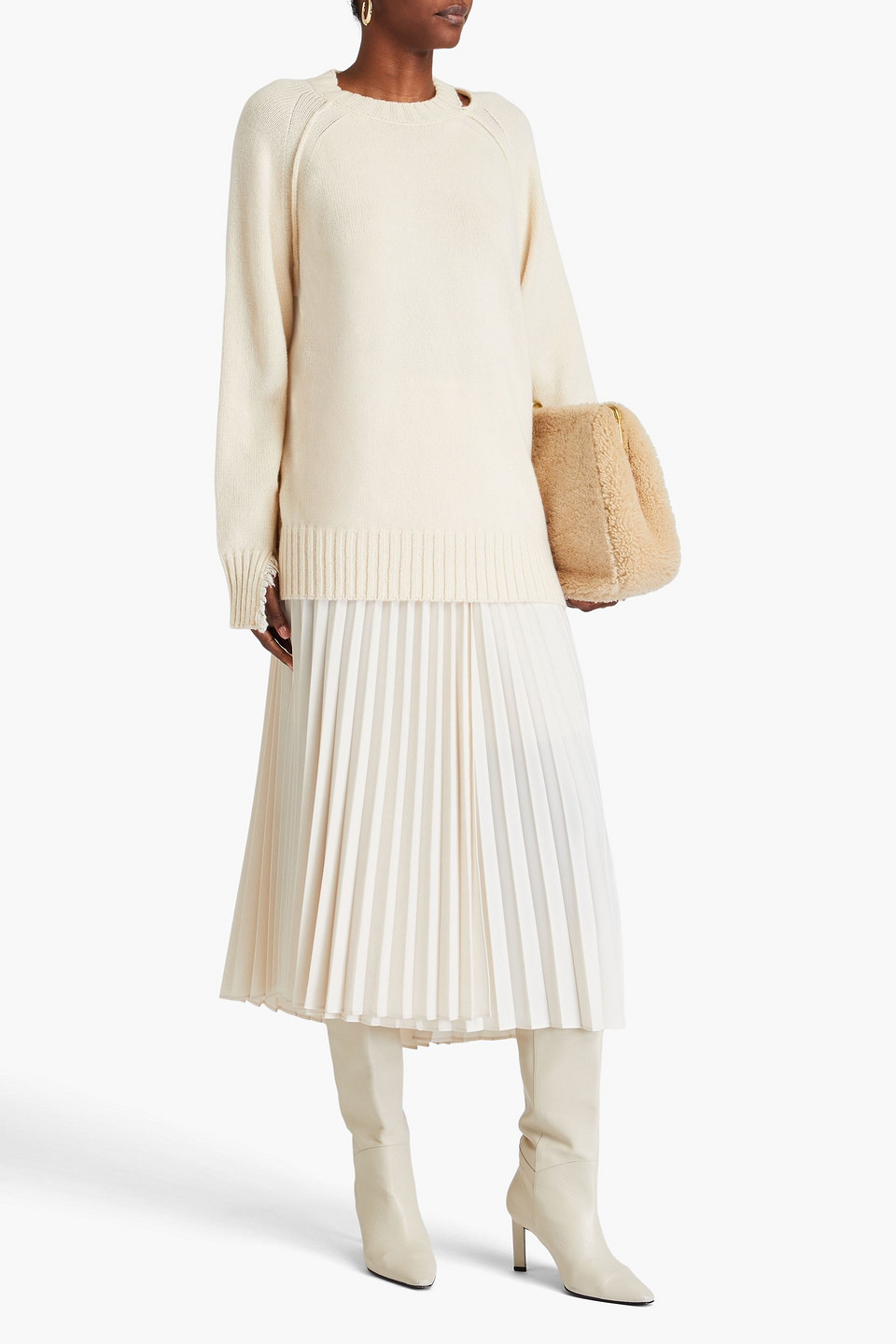 ROHE CUTOUT MERINO WOOL AND CASHMERE-BLEND SWEATER