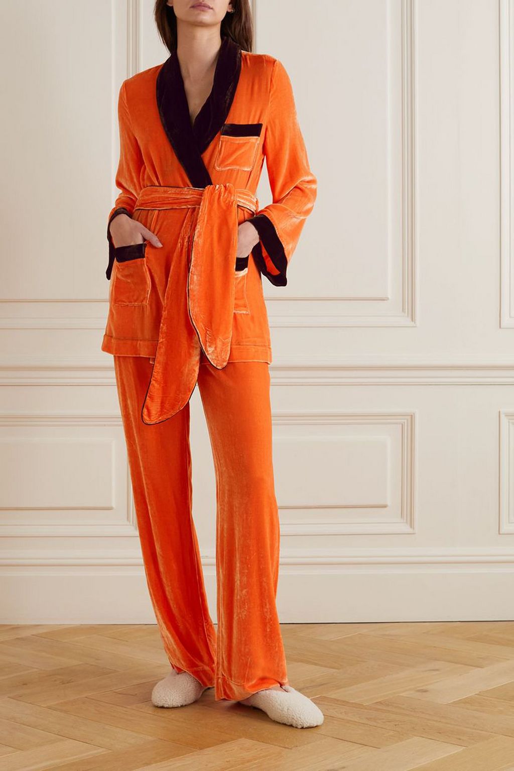 SLEEPING WITH JACQUES Piped velvet pants