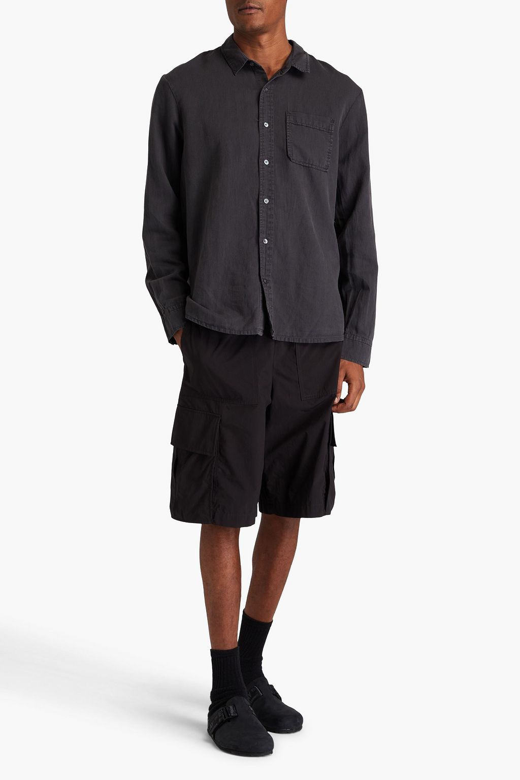 JAMES PERSE Hemd aus Twill aus einer Baumwoll-Leinenmischung