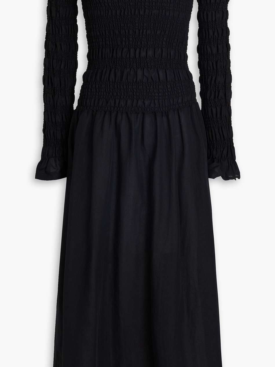 off-the-shoulder cotton and linen-blend midi dress
