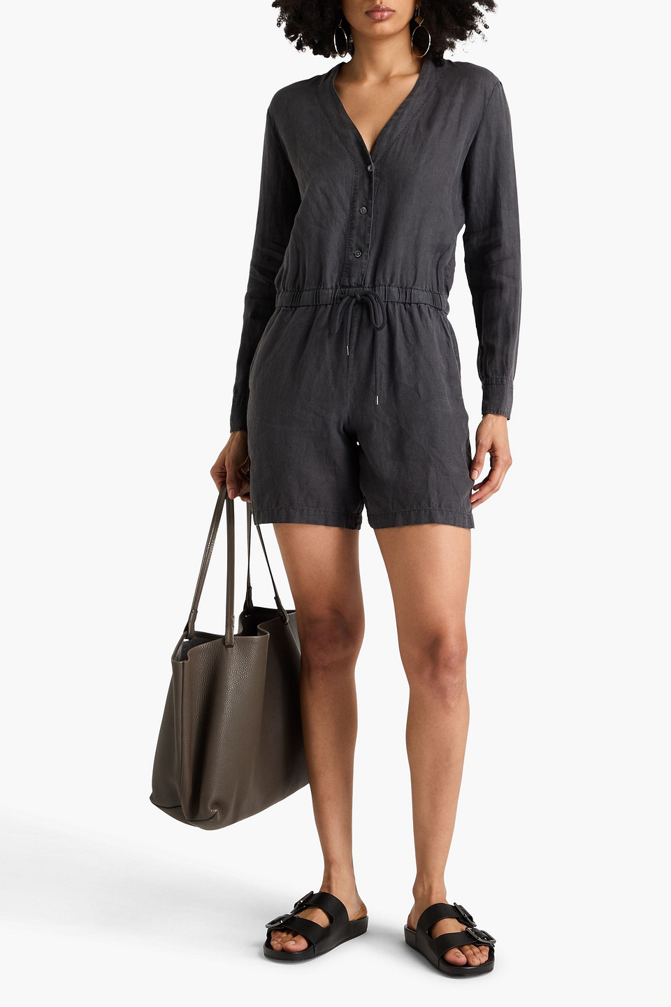  James Perse - Linen Playsuit - Gray - 0 