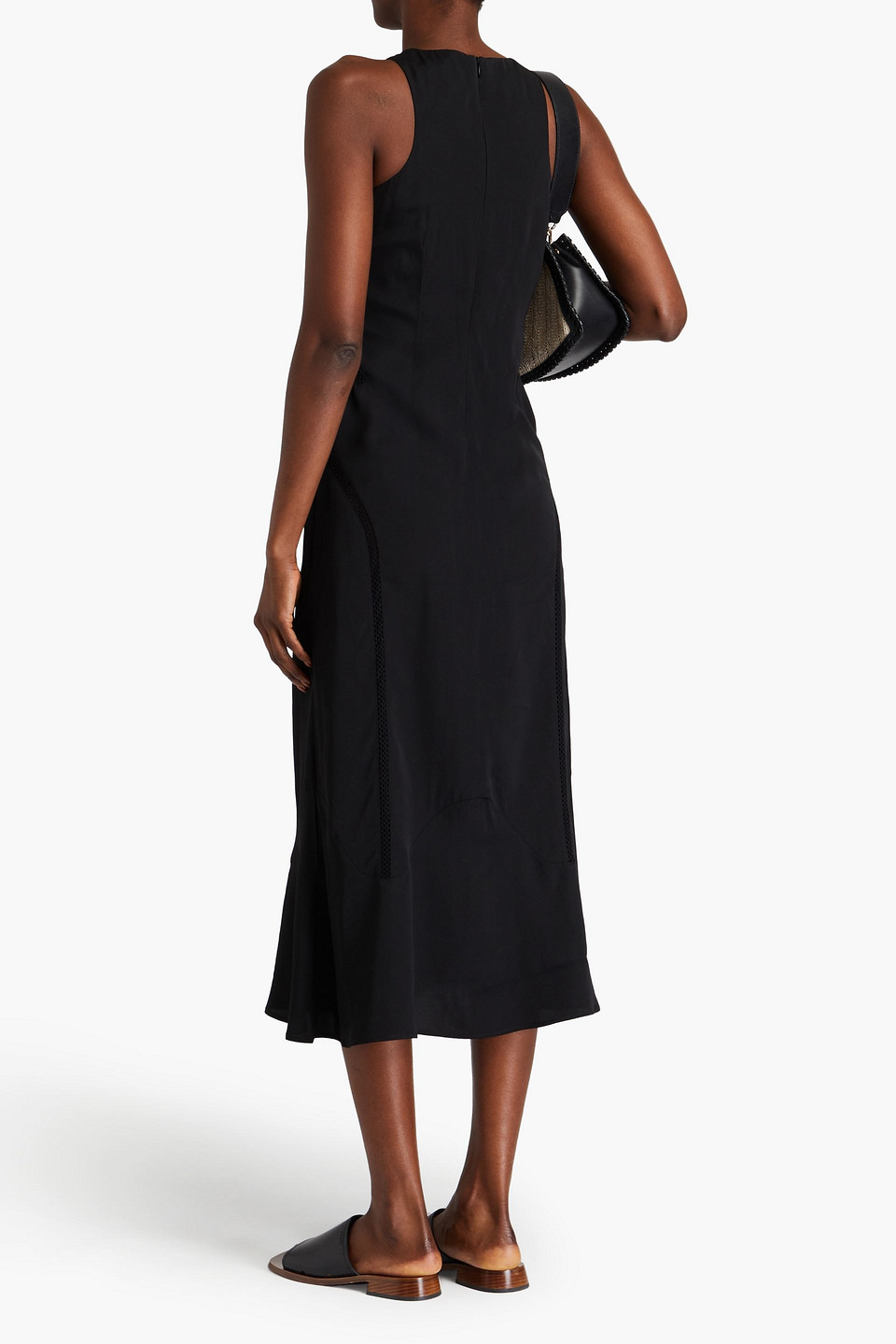 Shop Rohe Lattice-trimmed Crepe Midi Dress In Black