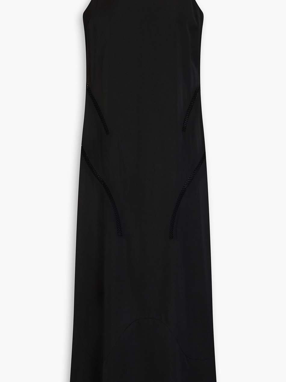 lattice-trimmed crepe midi dress