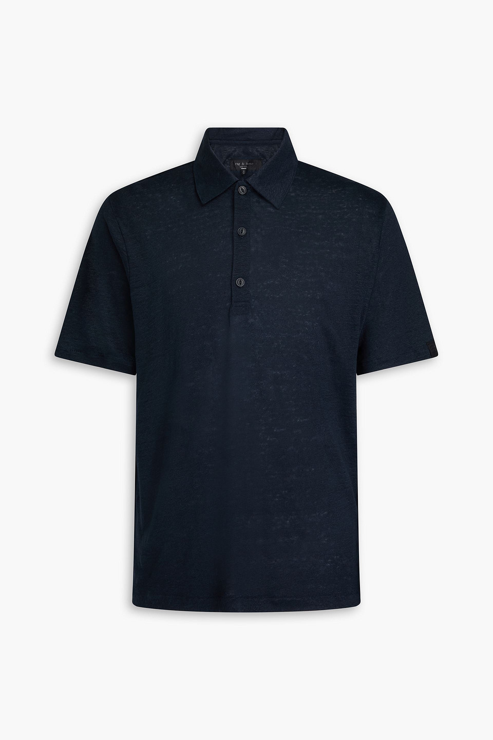 Rag & Bone Linen-jersey Polo Shirt In Midnight Blue