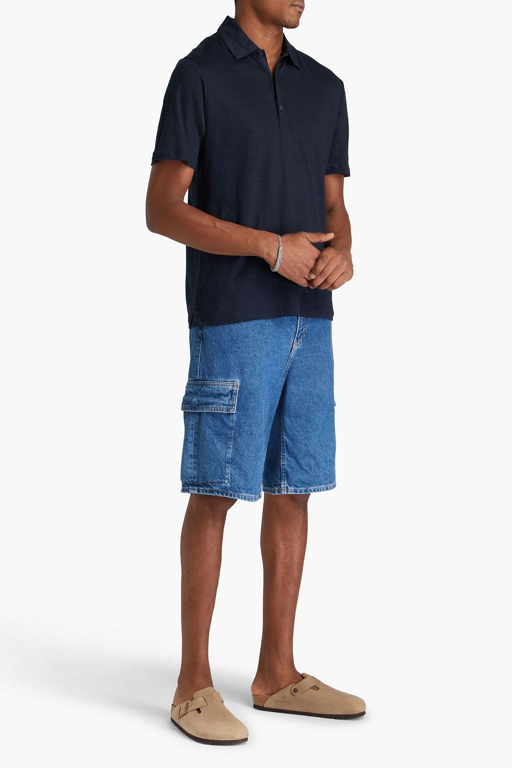 RAG & BONE Linen-jersey polo shirt
