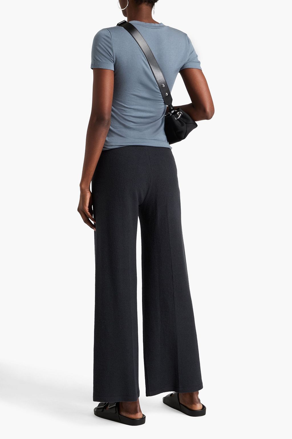 JAMES PERSE Waffle-knit cotton-blend wide-leg pants