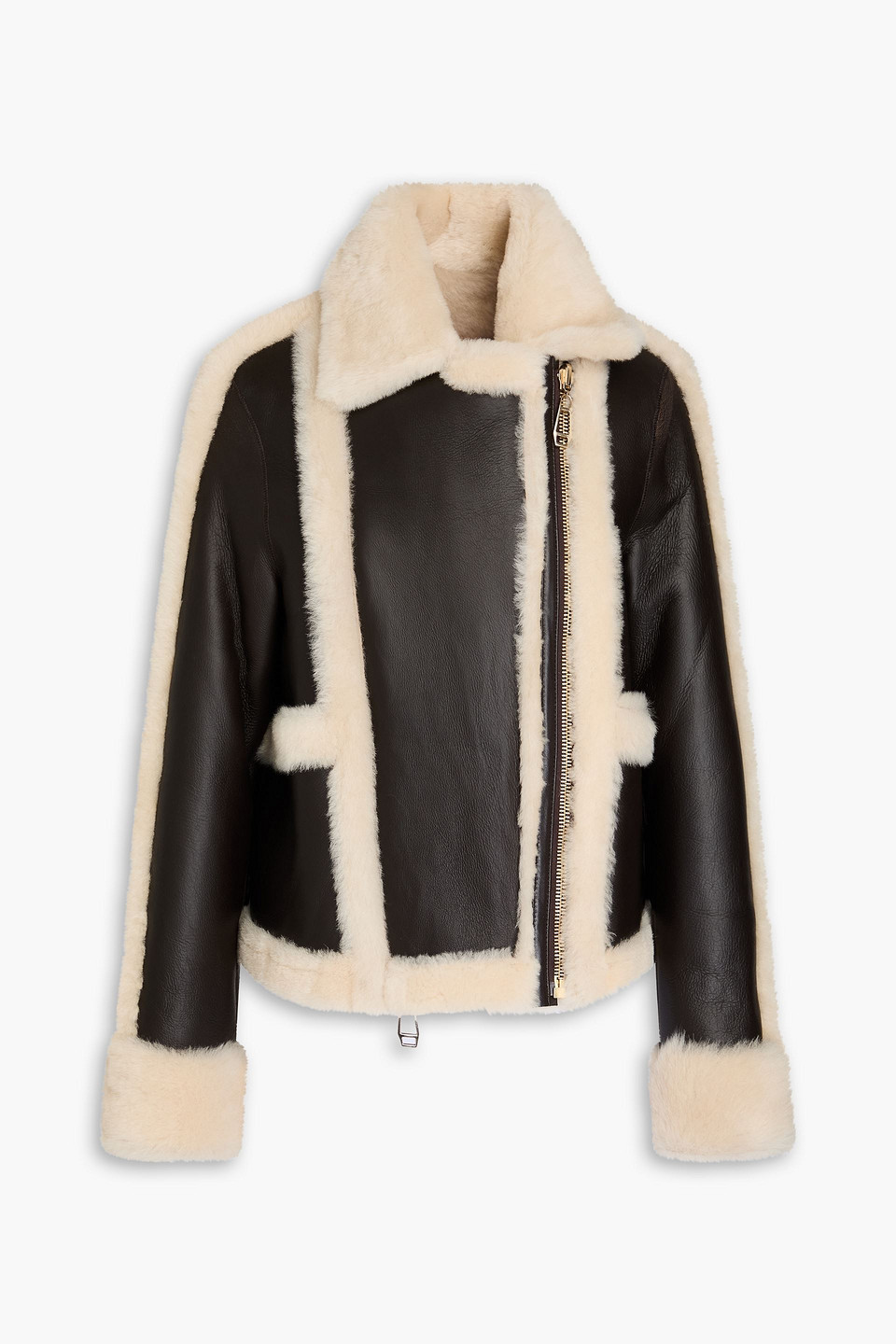 Dom Goor Reversible Shearling Biker Jacket In Dark Brown