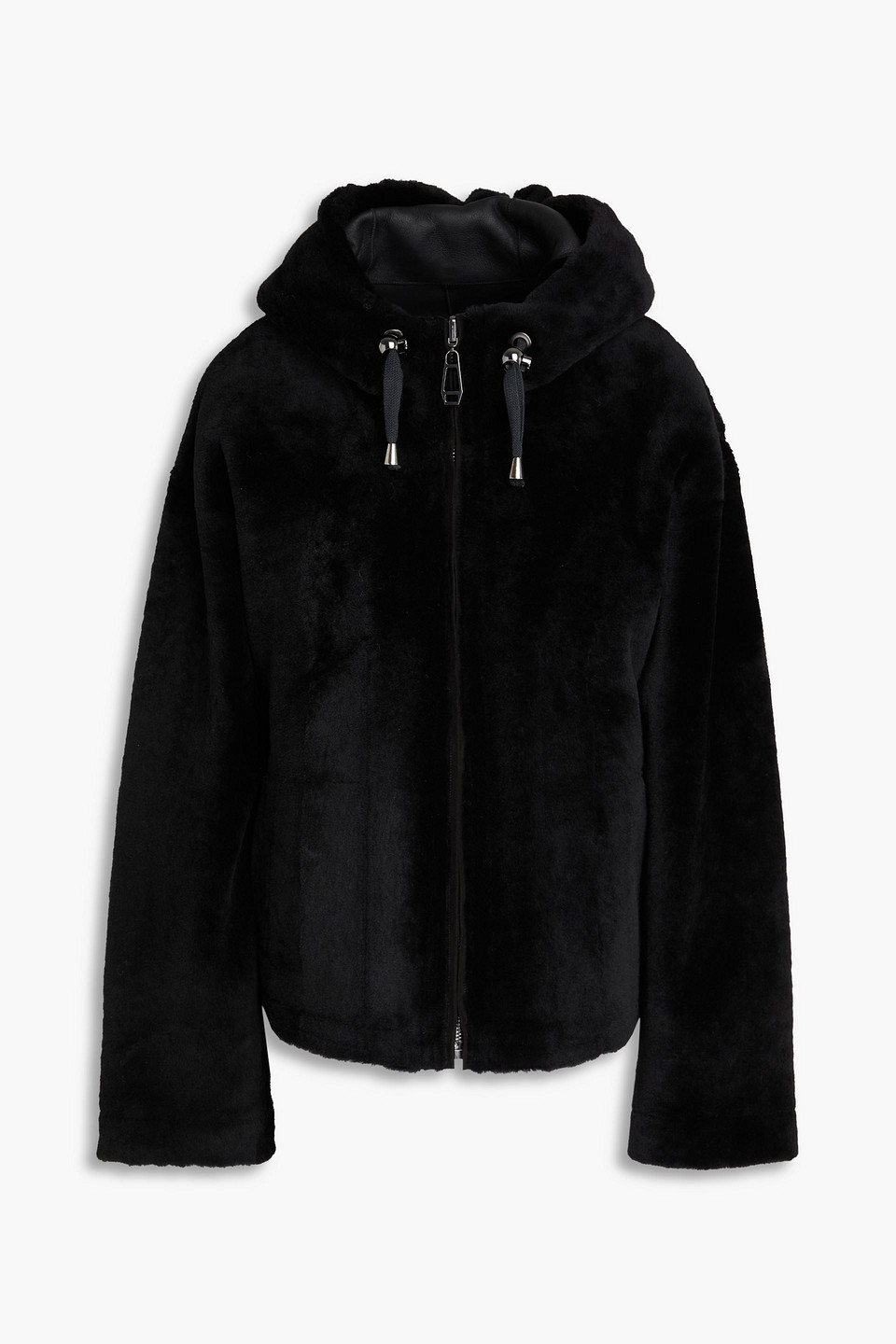 Dom Goor Aviator Reversible Shearling Hooded Jacket In Black