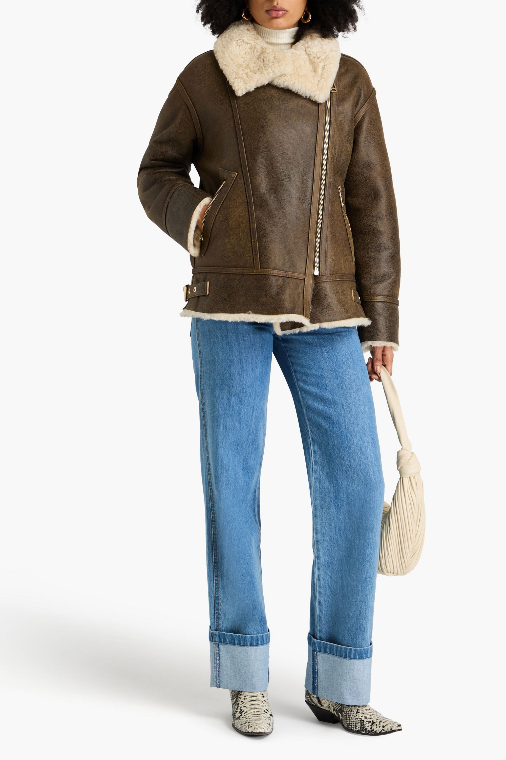 DOM GOOR Snoopy shearling biker jacket