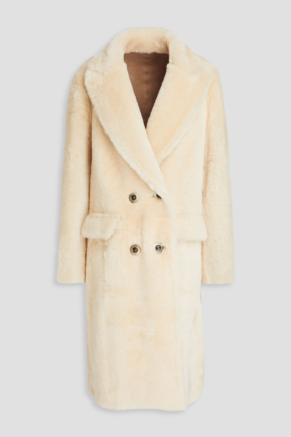 Dom Goor Double-breasted Reversible Shearling Coat In Cream