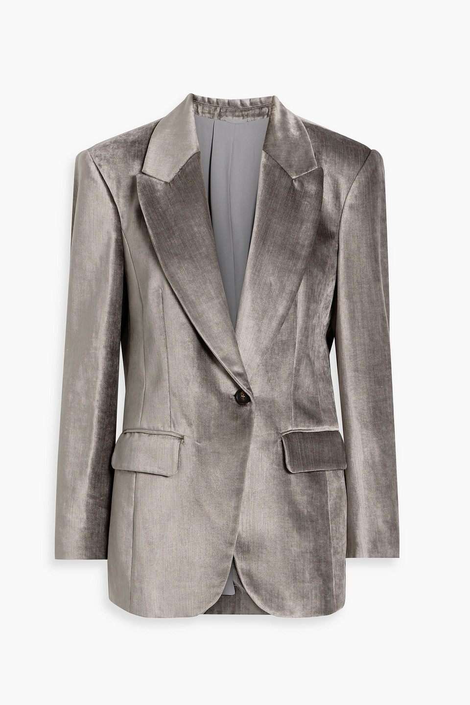 Brunello Cucinelli Cotton-blend Velvet Blazer In Gray