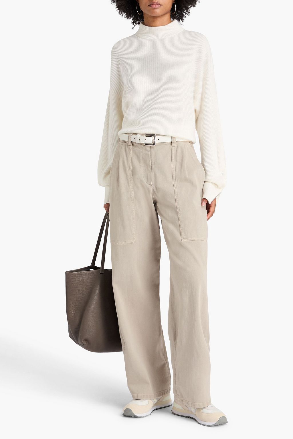BRUNELLO CUCINELLI Bead-embellished high-rise wide-leg jeans
