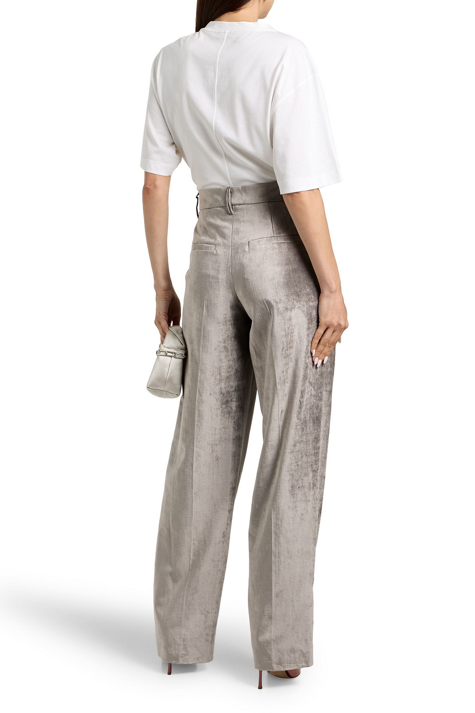 Brunello Cucinelli Cotton-blend Velvet Straight-leg Pants In Gray
