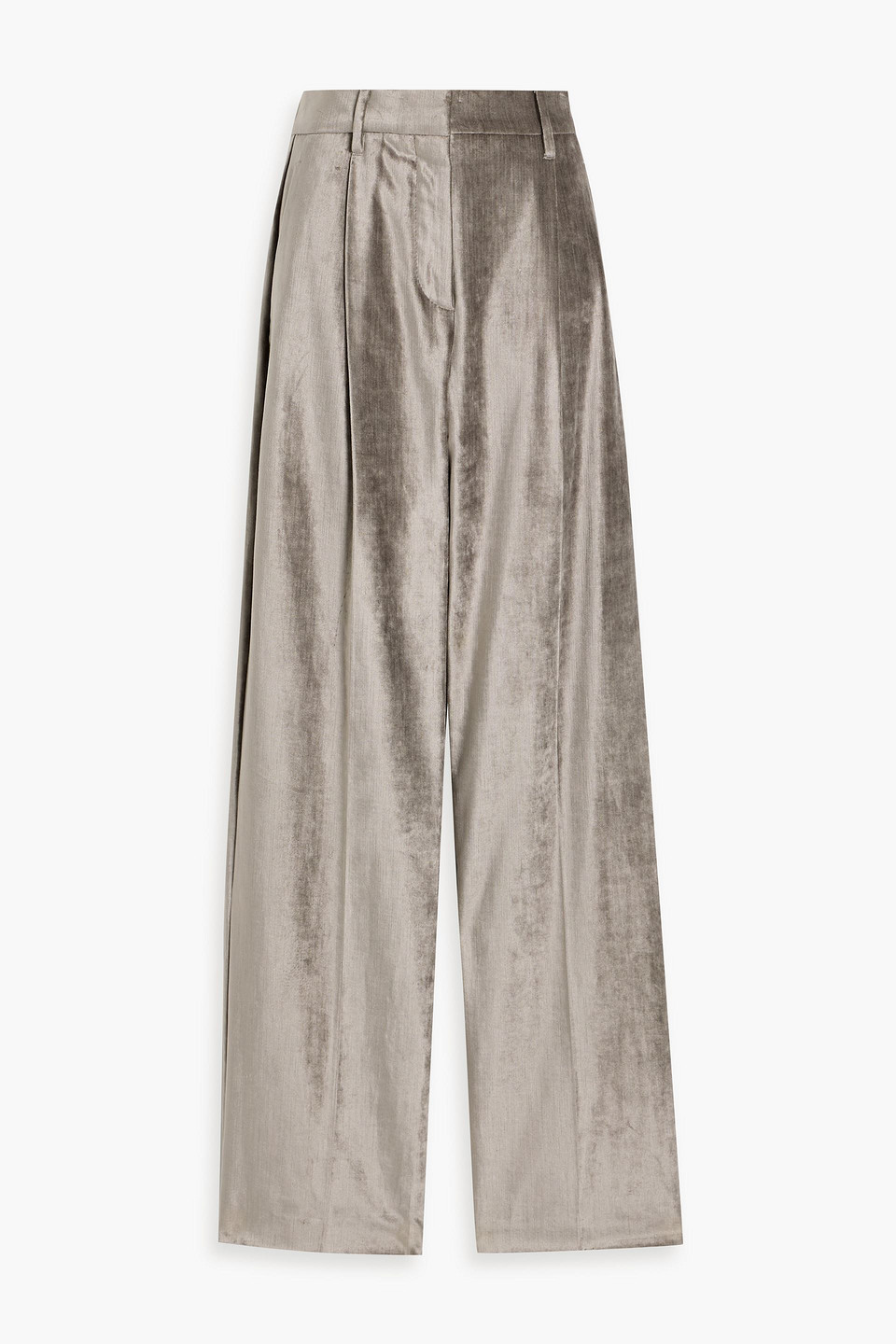 Brunello Cucinelli Cotton-blend Velvet Straight-leg Pants In Gray