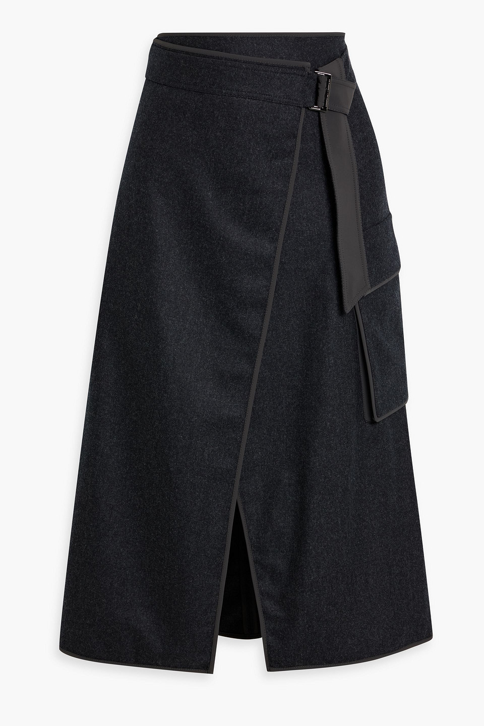brunello cucinelli - wool-flannel midi wrap skirt - gray - it 36